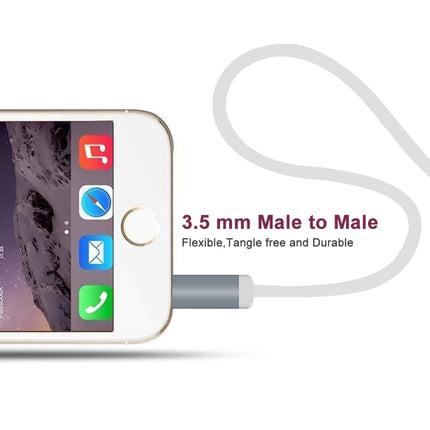 ZS0087 3.5mm Male to Male Earphone Cable with Mic & Wire-controlled, Cable Length: 1.4m(White)-garmade.com