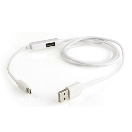 OTG-Y-02 USB 2.0 Male to Micro USB Male + USB Female OTG Charging Data Cable for Android Phones / Tablets with OTG Function, Length: 1.1m (White)-garmade.com