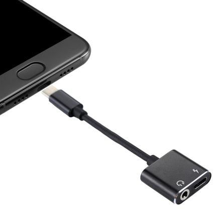 2 in 1 3.5mm to USB-C / Type-C Audio Charging Converter Adapter(Black)-garmade.com