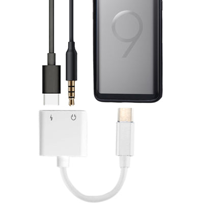 2 in 1 3.5mm to USB-C / Type-C Audio Charging Converter Adapter(White)-garmade.com