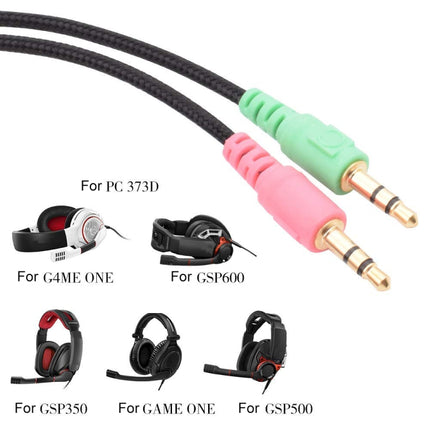 ZS0076 PC Version Gaming Headphone Cable for Sennheiser PC 373D GSP350 GSP500 GSP600 G4ME ONE GAME ZERO-garmade.com