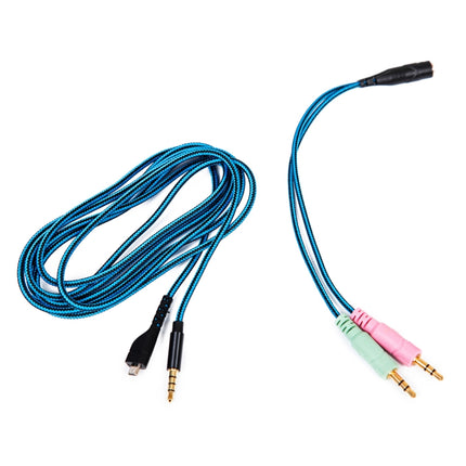 ZS0158 Straight Plug + Adapter Cable Gaming Headset Audio Cable for SteelSeries Arctis 3 / 5 / 7 (Blue)-garmade.com
