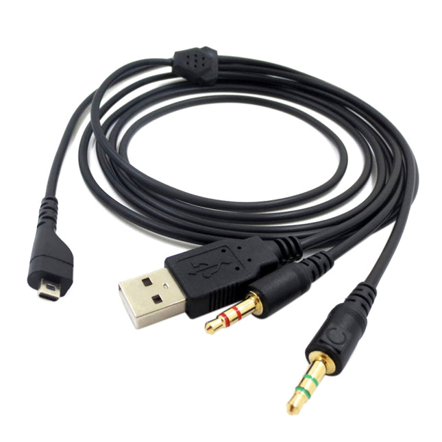 ZS0224 3-Prong Headphone Audio Cable for SteelSeries Arctis 3 / 5 / 7 / Pro (Black)-garmade.com