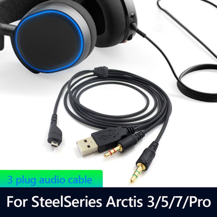 ZS0224 3-Prong Headphone Audio Cable for SteelSeries Arctis 3 / 5 / 7 / Pro (Black)-garmade.com