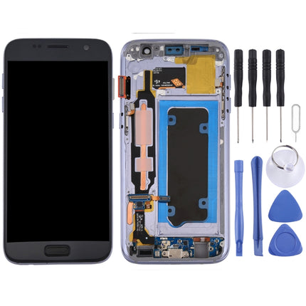 OLED LCD Screen for Galaxy S7 / G930V Digitizer Full Assembly with Frame (Grey)-garmade.com