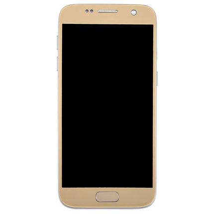 OLED LCD Screen for Galaxy S7 / G930V Digitizer Full Assembly with Frame (Gold)-garmade.com