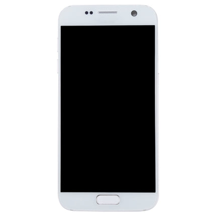 OLED LCD Screen for Galaxy S7 / G930V Digitizer Full Assembly with Frame (White)-garmade.com