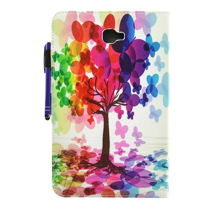 For Galaxy Tab A 10.1 (2016) / T580 Butterfly Tree Pattern Horizontal Flip Leather Case with Holder & Wallet & Card Slots & Sleep / Wake-up Function & Pen Slot-garmade.com