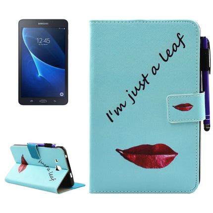 For Galaxy Tab A 7.0 (2016) / T280 Lips and Leaves Pattern Horizontal Flip Leather Case with Holder & Wallet & Card Slots & Sleep / Wake-up Function & Pen Slot-garmade.com