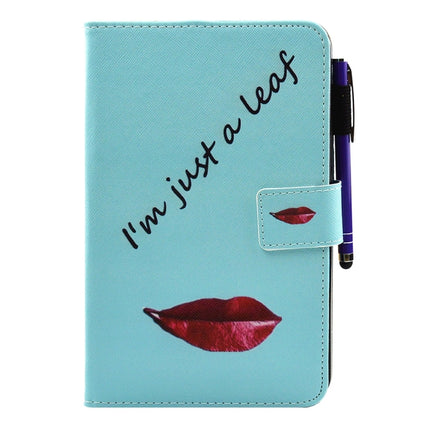 For Galaxy Tab A 7.0 (2016) / T280 Lips and Leaves Pattern Horizontal Flip Leather Case with Holder & Wallet & Card Slots & Sleep / Wake-up Function & Pen Slot-garmade.com