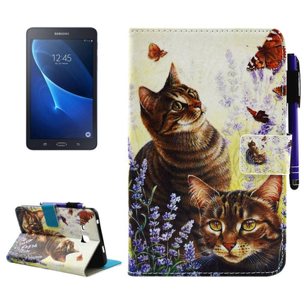 For Galaxy Tab A 7.0 (2016) / T280 Cats and Butterflies Pattern Horizontal Flip Leather Case with Holder & Wallet & Card Slots & Sleep / Wake-up Function & Pen Slot-garmade.com