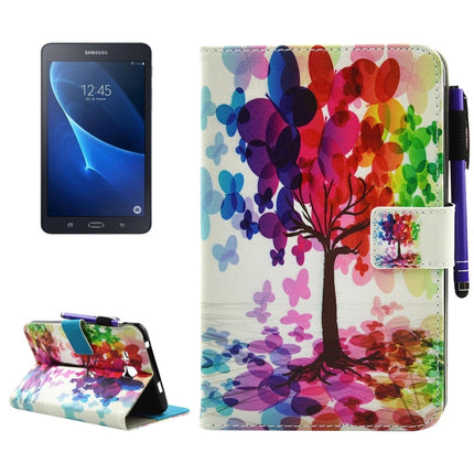 For Galaxy Tab A 7.0 (2016) / T280 Butterfly Tree Pattern Horizontal Flip Leather Case with Holder & Wallet & Card Slots & Sleep / Wake-up Function & Pen Slot-garmade.com