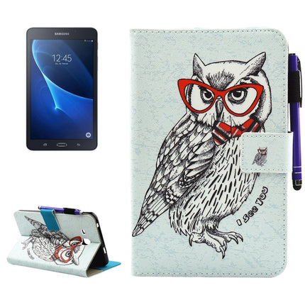 For Galaxy Tab A 7.0 (2016) / T280 Glasses Owl Pattern Horizontal Flip Leather Case with Holder & Wallet & Card Slots & Sleep / Wake-up Function & Pen Slot-garmade.com