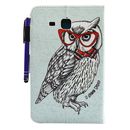 For Galaxy Tab A 7.0 (2016) / T280 Glasses Owl Pattern Horizontal Flip Leather Case with Holder & Wallet & Card Slots & Sleep / Wake-up Function & Pen Slot-garmade.com