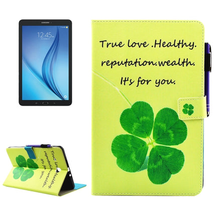 For Galaxy Tab E 9.6 / T560 Lucky Clove Pattern Horizontal Flip Leather Case with Holder & Wallet & Card Slots & Sleep / Wake-up Function & Pen Slot-garmade.com