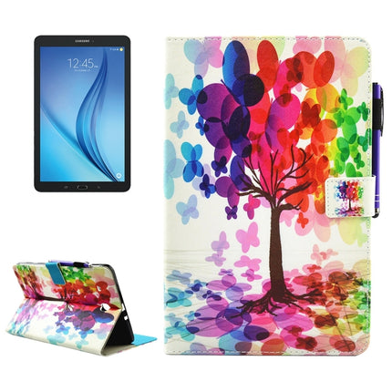 For Galaxy Tab E 9.6 / T560 Butterfly Tree Pattern Horizontal Flip Leather Case with Holder & Wallet & Card Slots & Sleep / Wake-up Function & Pen Slot-garmade.com