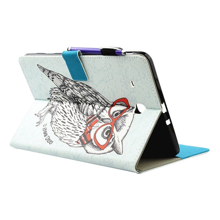 For Galaxy Tab E 9.6 / T560 Glasses Owl Pattern Horizontal Flip Leather Case with Holder & Wallet & Card Slots & Sleep / Wake-up Function & Pen Slot-garmade.com