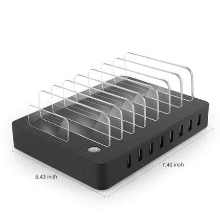 LMH-PW006 Multi-function 96W DC5V/19.2A (Max) Output 8 Ports USB Detachable Charging Station Smart Charger(Black)-garmade.com