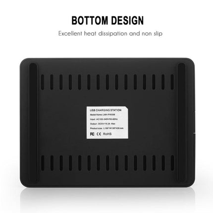 LMH-PW006 Multi-function 96W DC5V/19.2A (Max) Output 8 Ports USB Detachable Charging Station Smart Charger(Black)-garmade.com