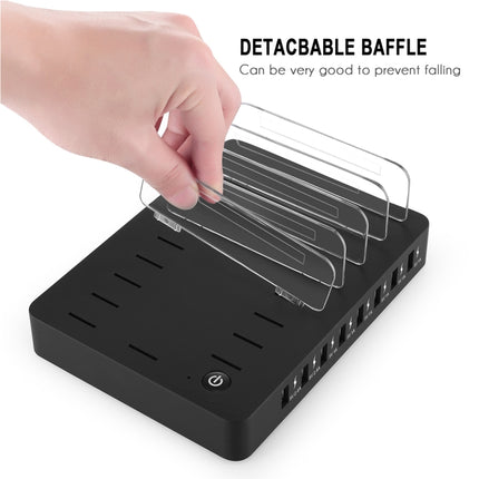 006L Multi-function 50W DC5V/10A (Max) Output (Low Power) 8 Ports USB Detachable Charging Station Smart Charger(Black)-garmade.com