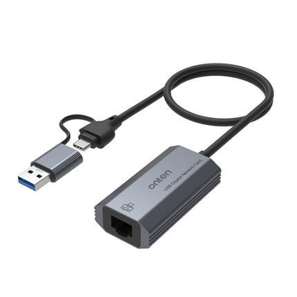 Onten UE101 2 in 1 USB3.0 Gigabit Network Card USB-C/Type-C to Network Port USB Hub-garmade.com