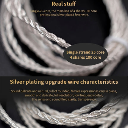 3.5mm Twist Texture Silver-plated Audio Earphone Cable Applicable to KZ ED12(Silver)-garmade.com