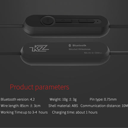KZ ED12 85cm Bluetooth 4.2 Wireless Advanced Upgrade Module Earphone Cable(Black)-garmade.com