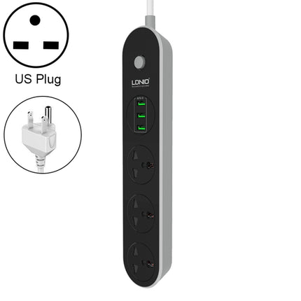 LDNIO SC3301 3 x USB Ports Travel Home Office Socket, Cable Length: 1.6m, US Plug-garmade.com