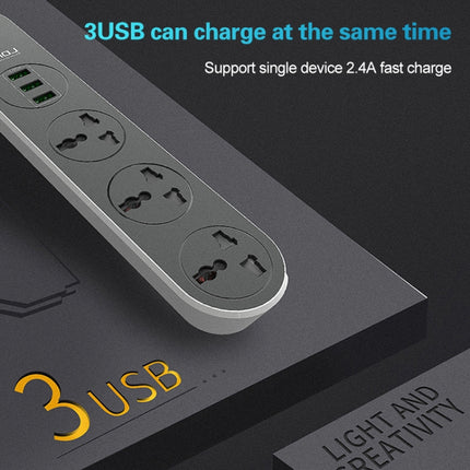 LDNIO SC3301 3 x USB Ports Travel Home Office Socket, Cable Length: 1.6m, EU Plug-garmade.com