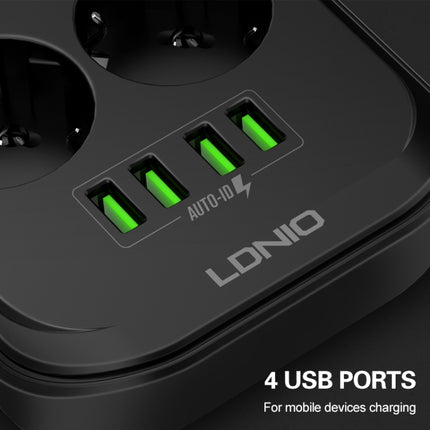 LDNIO SE6403 4 x USB Ports Multi-function Travel Home Office Non-slip Socket, Cable Length: 2m, EU Plug-garmade.com