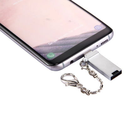 Mini Aluminum Alloy USB 2.0 Female to USB-C / Type-C Male Port Connector Adapter with Chain(Grey)-garmade.com