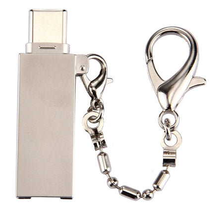 Mini Aluminum Alloy USB 2.0 Female to USB-C / Type-C Male Port Connector Adapter with Chain(Gold)-garmade.com