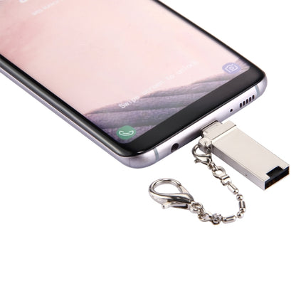 Mini Aluminum Alloy USB 2.0 Female to USB-C / Type-C Male Port Connector Adapter with Chain(Gold)-garmade.com