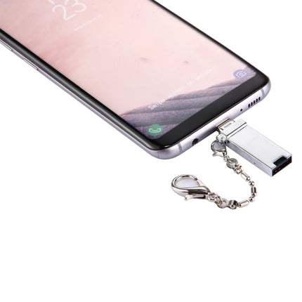 Mini Aluminum Alloy USB 2.0 Female to USB-C / Type-C Male Port Connector Adapter with Chain(Silver)-garmade.com