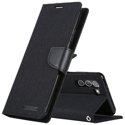 For Samsung Galaxy S21 5G GOOSPERY CANVAS DIARY Canvas Texture Horizontal Flip PU Leather Case with Holder & Card Slots & Wallet (Black)-garmade.com