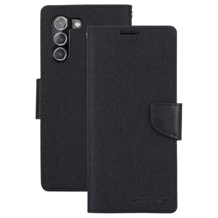 For Samsung Galaxy S21 5G GOOSPERY CANVAS DIARY Canvas Texture Horizontal Flip PU Leather Case with Holder & Card Slots & Wallet (Black)-garmade.com