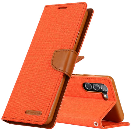 For Samsung Galaxy S21 5G GOOSPERY CANVAS DIARY Canvas Texture Horizontal Flip PU Leather Case with Holder & Card Slots & Wallet (Orange)-garmade.com