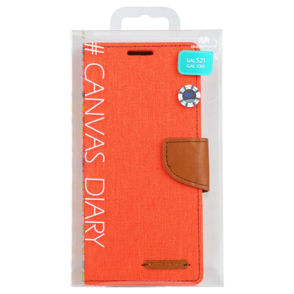 For Samsung Galaxy S21 5G GOOSPERY CANVAS DIARY Canvas Texture Horizontal Flip PU Leather Case with Holder & Card Slots & Wallet (Orange)-garmade.com