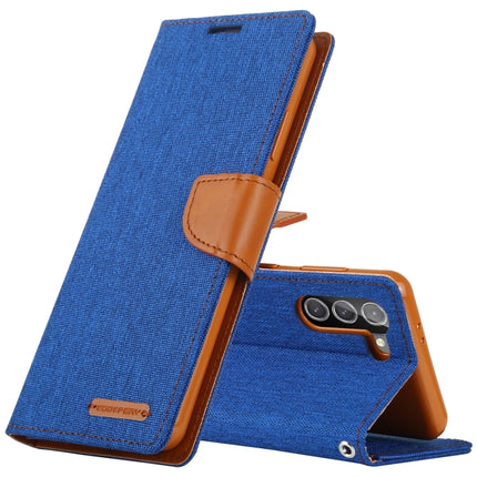 For Samsung Galaxy S21 5G GOOSPERY CANVAS DIARY Canvas Texture Horizontal Flip PU Leather Case with Holder & Card Slots & Wallet (Blue)-garmade.com