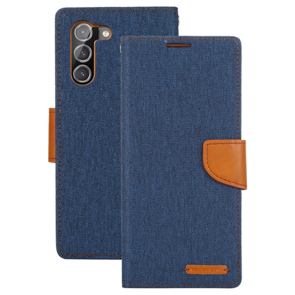 For Samsung Galaxy S21 5G GOOSPERY CANVAS DIARY Canvas Texture Horizontal Flip PU Leather Case with Holder & Card Slots & Wallet (Navy Blue)-garmade.com