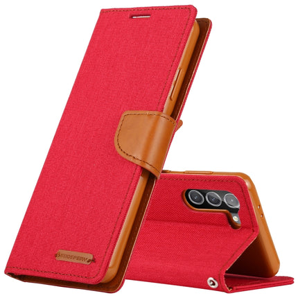 For Samsung Galaxy S21 5G GOOSPERY CANVAS DIARY Canvas Texture Horizontal Flip PU Leather Case with Holder & Card Slots & Wallet (Red)-garmade.com