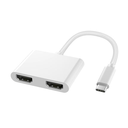 4 in 1 Multifunction USB-C / Type-C to PD USB-C / Type-C +USB 3.0+Dual HDMI HUB Docking Station (White)-garmade.com