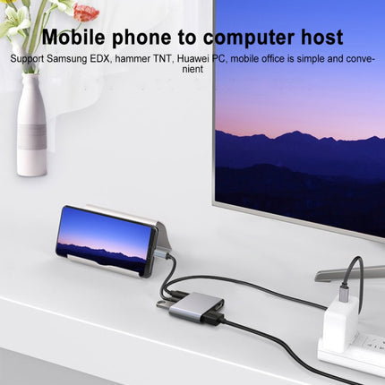 4 in 1 Multifunction USB-C / Type-C to PD USB-C / Type-C +USB 3.0+Dual HDMI HUB Docking Station (White)-garmade.com