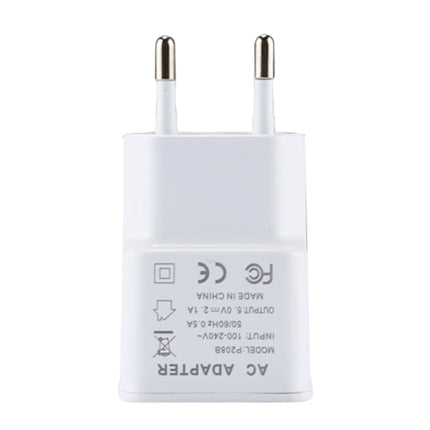 5V 2.1A Intelligent Identification USB Charger with 1m USB to Micro USB Charging Cable, EU Plug, For Samsung / Huawei / Xiaomi / Meizu / LG / HTC and Other Smartphones(White)-garmade.com