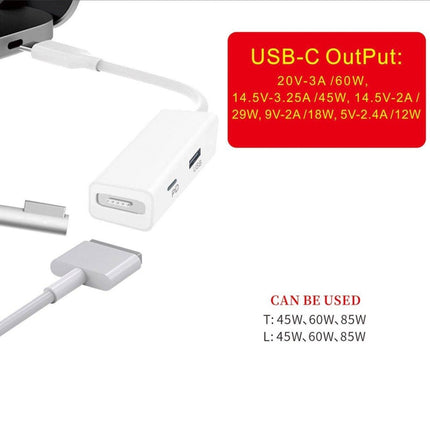 3 in 1 MagSafe 1 / 2 + PD Port + USB to USB-C / Type-C Converter Adapter (White)-garmade.com