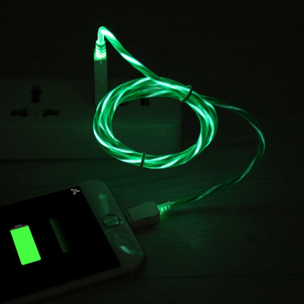 LED Flowing Light 1m USB A to Micro USB Data Sync Charge Cable, For Galaxy, Huawei, Xiaomi, LG, HTC and Other Smart Phones (Green)-garmade.com