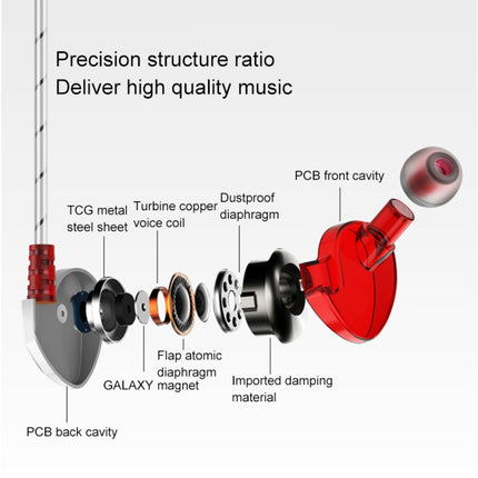 QKZ CK6 HIFI In-ear Plastic Material Music Headphones (Red)-garmade.com