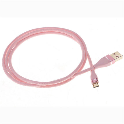 Nylon Weave Style USB to Micro USB Data Sync Charging Cable, Cable Length: 1m, For Galaxy, Huawei, Xiaomi, LG, HTC and Other Smart Phones (Pink)-garmade.com