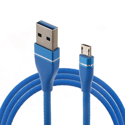 Nylon Weave Style USB to Micro USB Data Sync Charging Cable, Cable Length: 1m, For Galaxy, Huawei, Xiaomi, LG, HTC and Other Smart Phones (Blue)-garmade.com