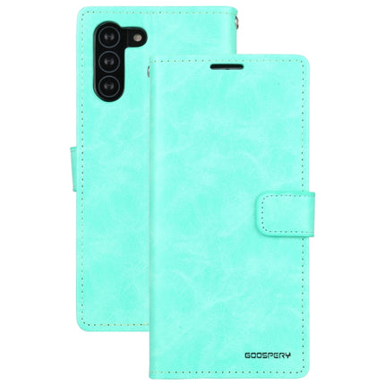 For Samsung Galaxy S21 5G GOOSPERY BLUE MOON Crazy Horse Texture Horizontal Flip Leather Case With Bracket & Card Slot & Wallet(Mint Green)-garmade.com